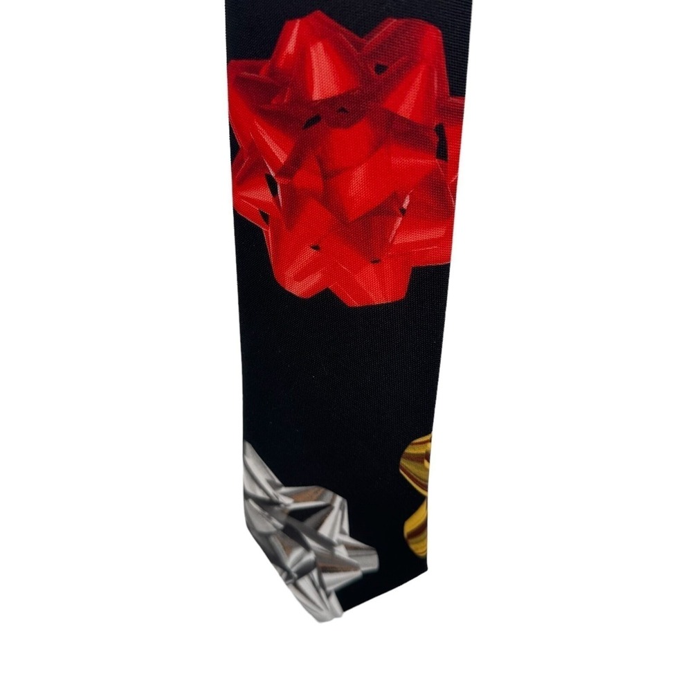 Holiday Time Mens Christmas Gift Bows Necktie Black Festive Holiday Party Tie